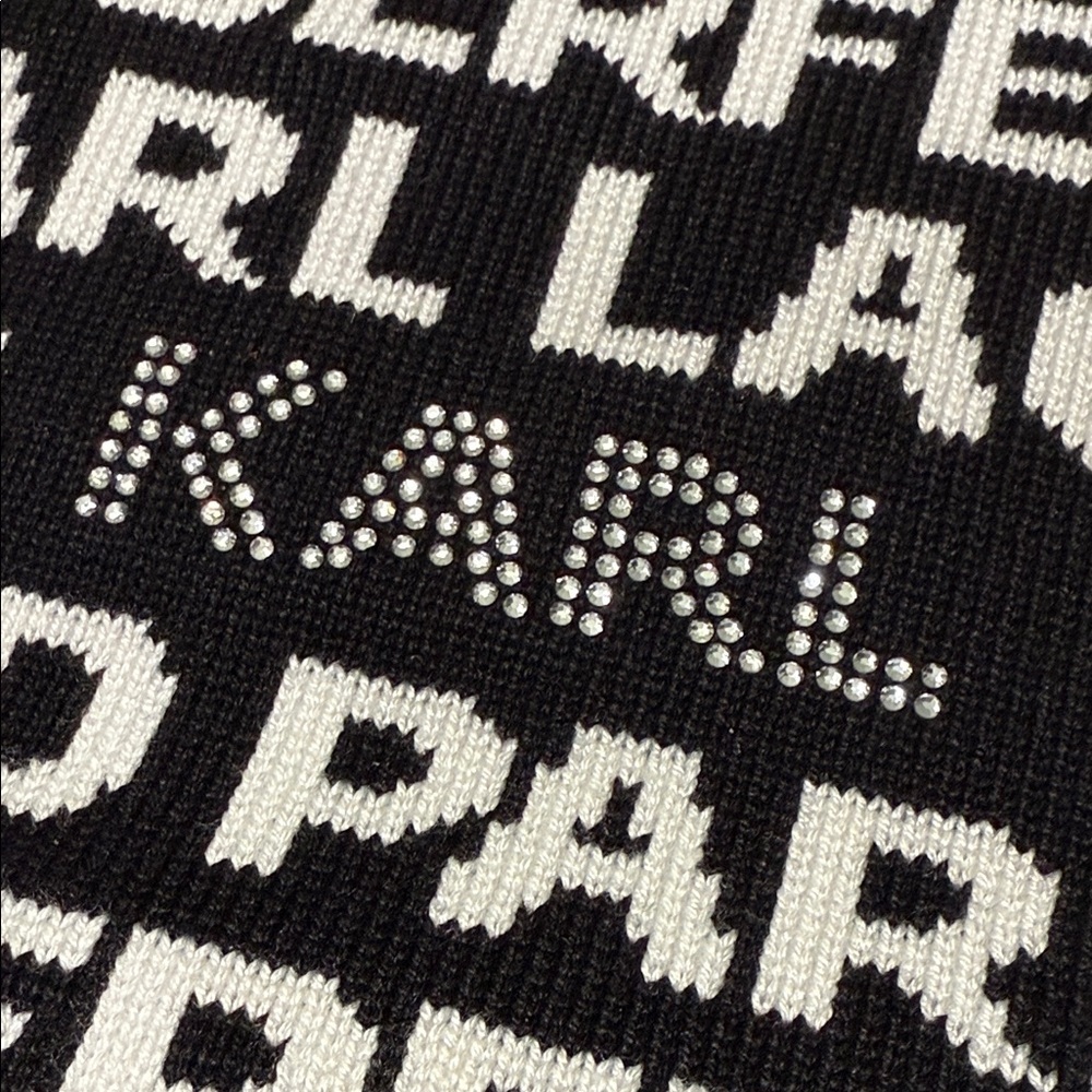 PRICE IS FIRM - Karl Lagerfeld Monochrome Logo Scarf Wrap - Picture 3 of 6